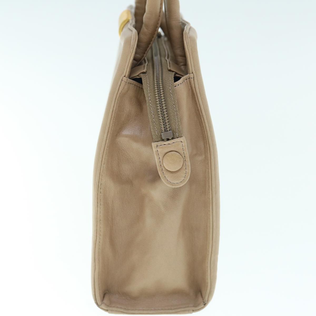 balenciaga Hand Bag Leather Beige Auth bs11037