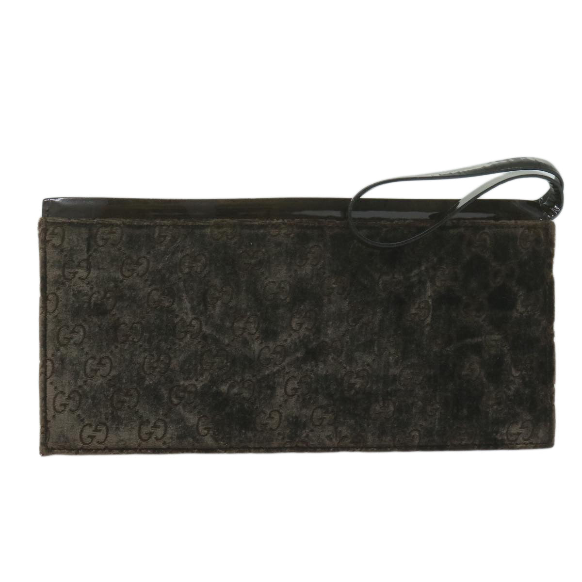GUCCI Clutch Bag Velor Brown Auth bs11668