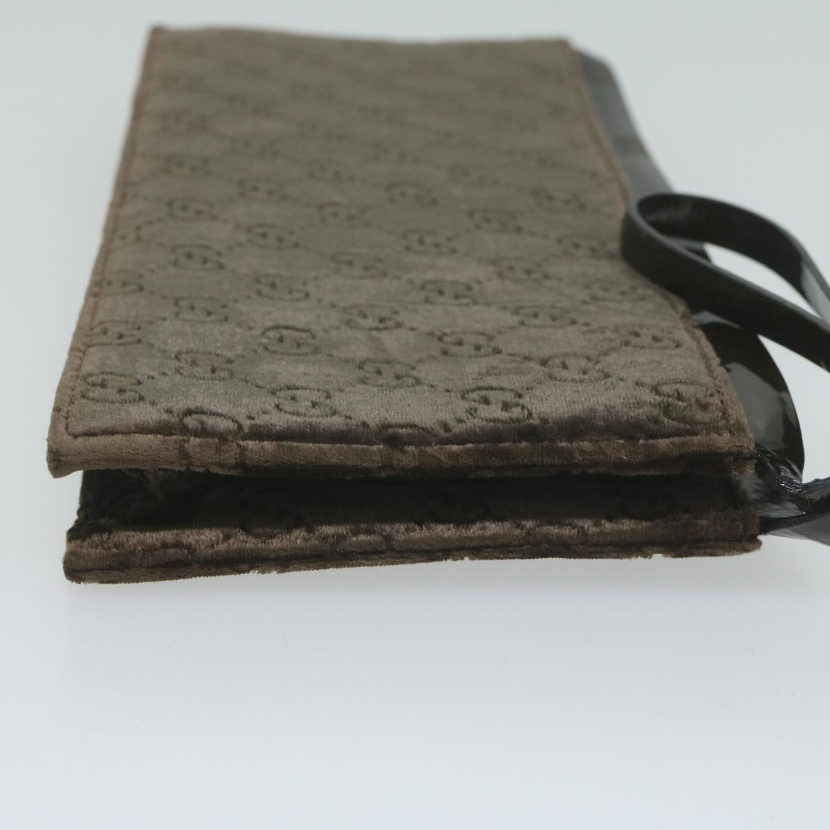 GUCCI Clutch Bag Velor Brown Auth bs11668