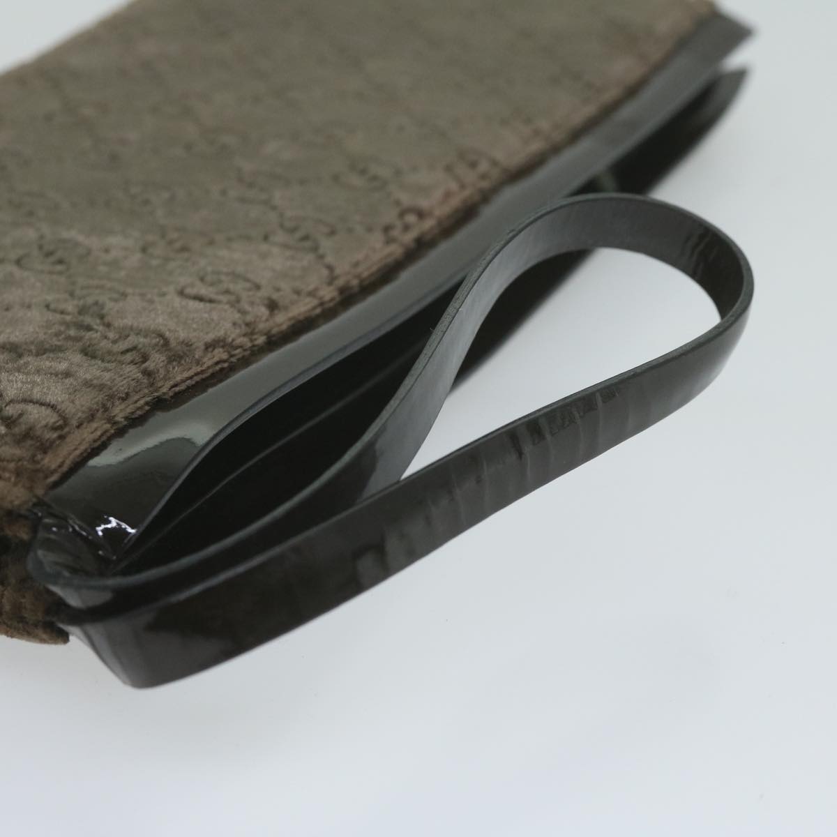 GUCCI Clutch Bag Velor Brown Auth bs11668