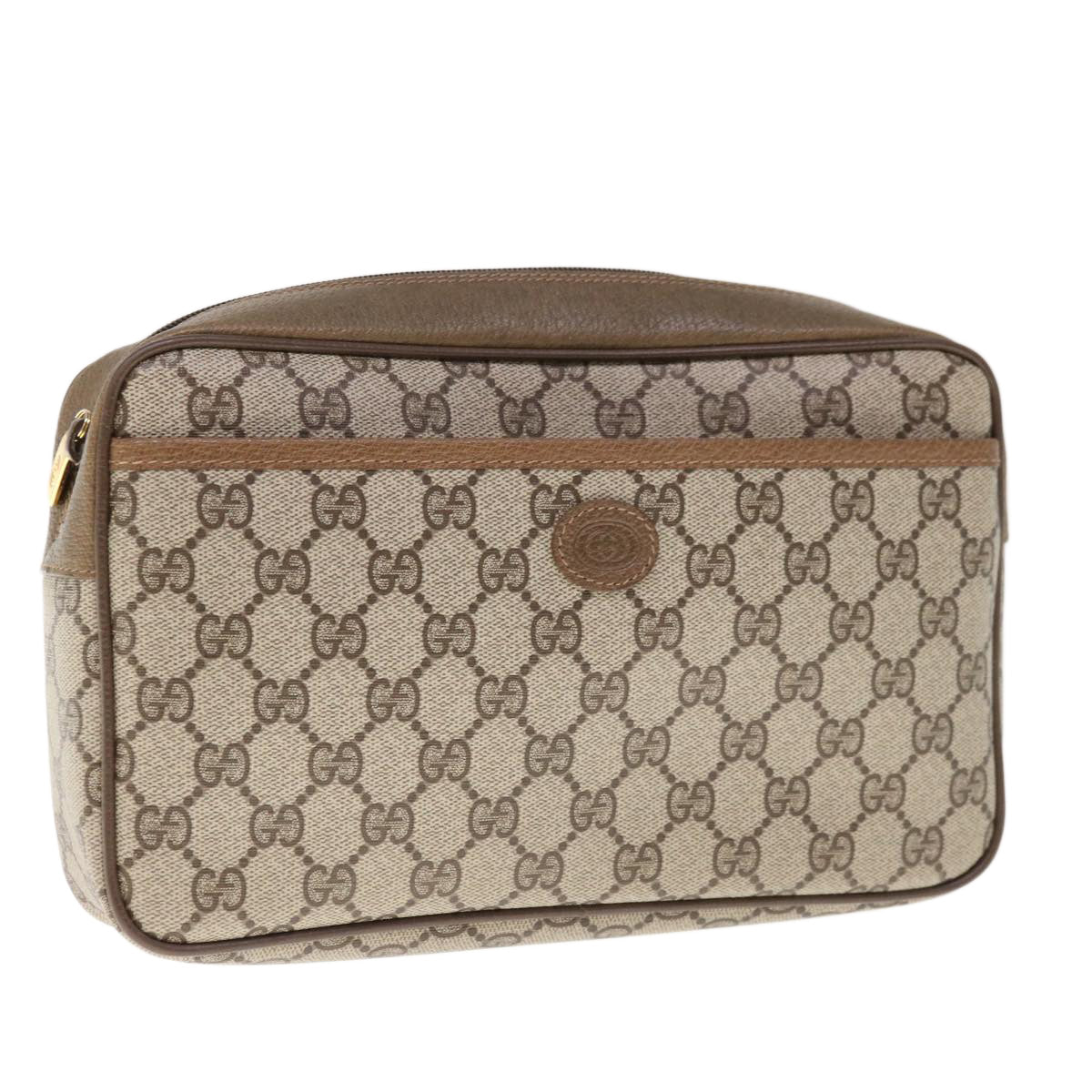 GUCCI GG Supreme Clutch Bag PVC Beige 89 01 044 Auth bs11838