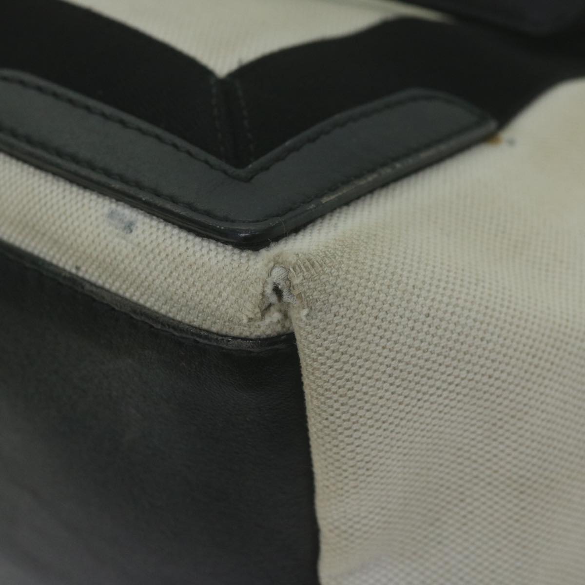 balenciaga Tote Bag Canvas White Black 339933 Auth bs11907