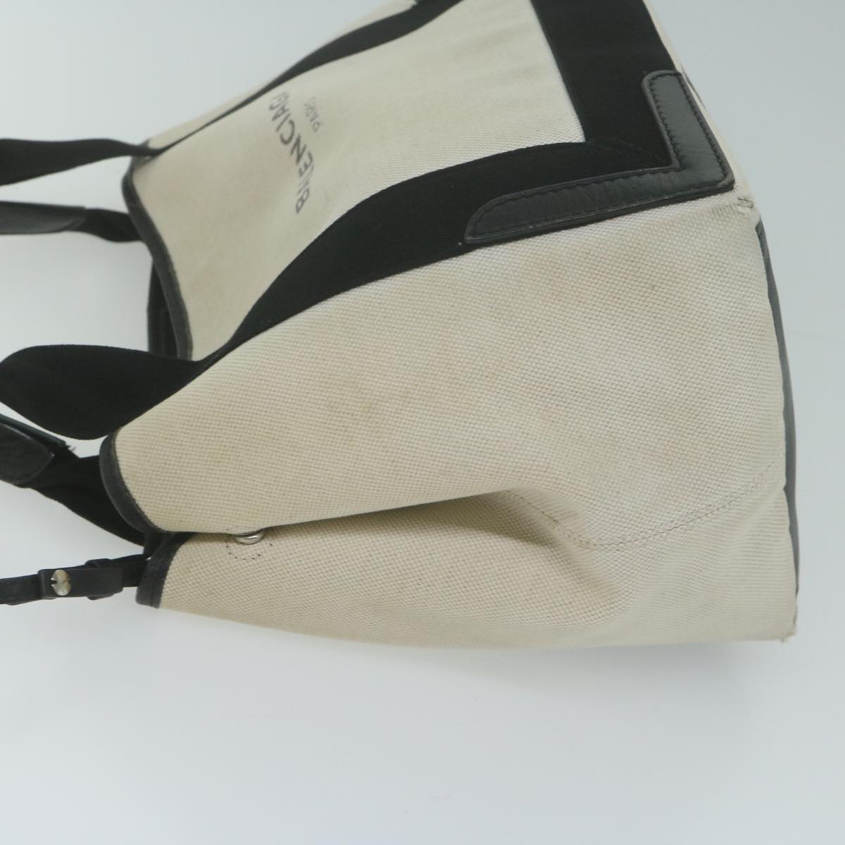 balenciaga Tote Bag Canvas White Black 339933 Auth bs11907