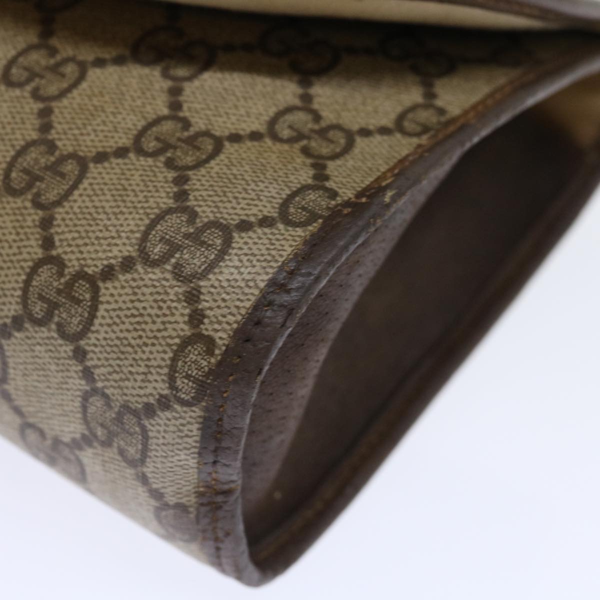 GUCCI GG Supreme Web Sherry Line Clutch Bag Beige Green 89 01 030 Auth bs13591