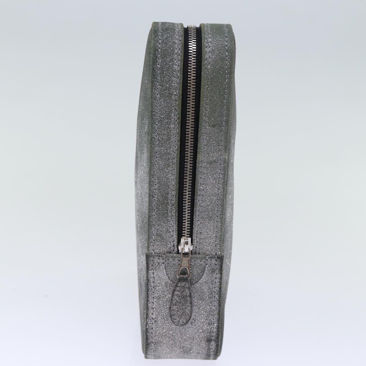 balenciaga Triangle Duffle Clutch Bag Leather Gray 476976 Auth bs13794