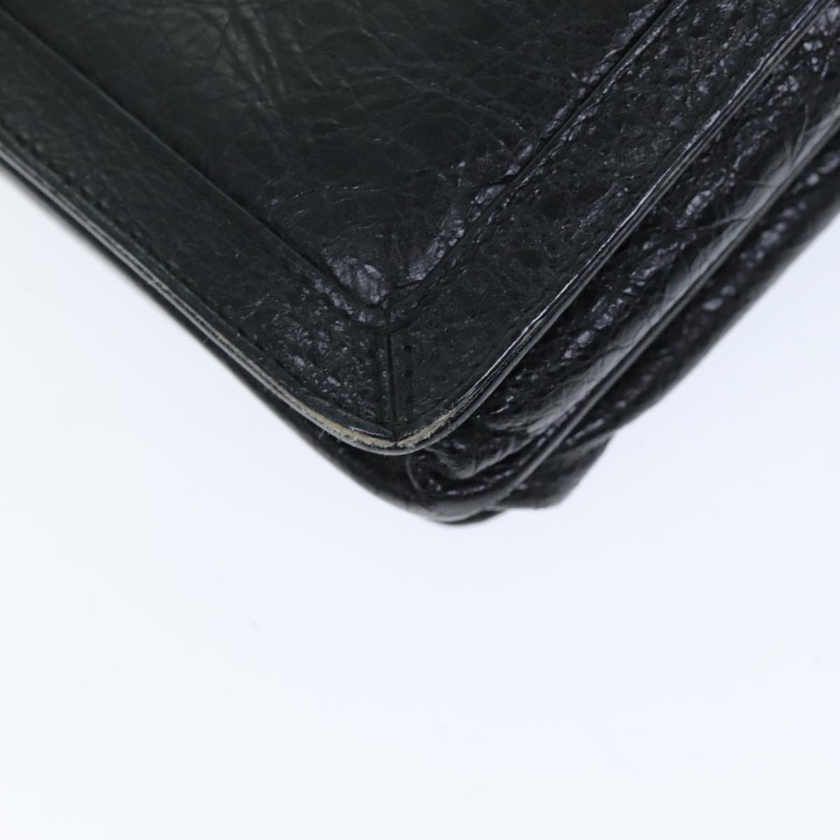 balenciaga Navy Pochette Shoulder Bag Leather Black 339937 Auth bs14200