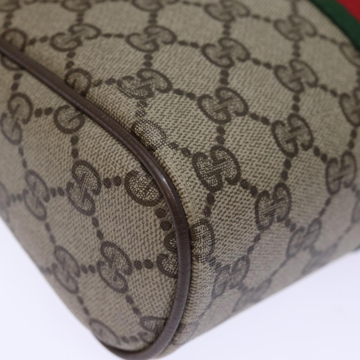 GUCCI GG Supreme Web Sherry Line Clutch Bag PVC Beige Red 75 01 012 Auth bs14245