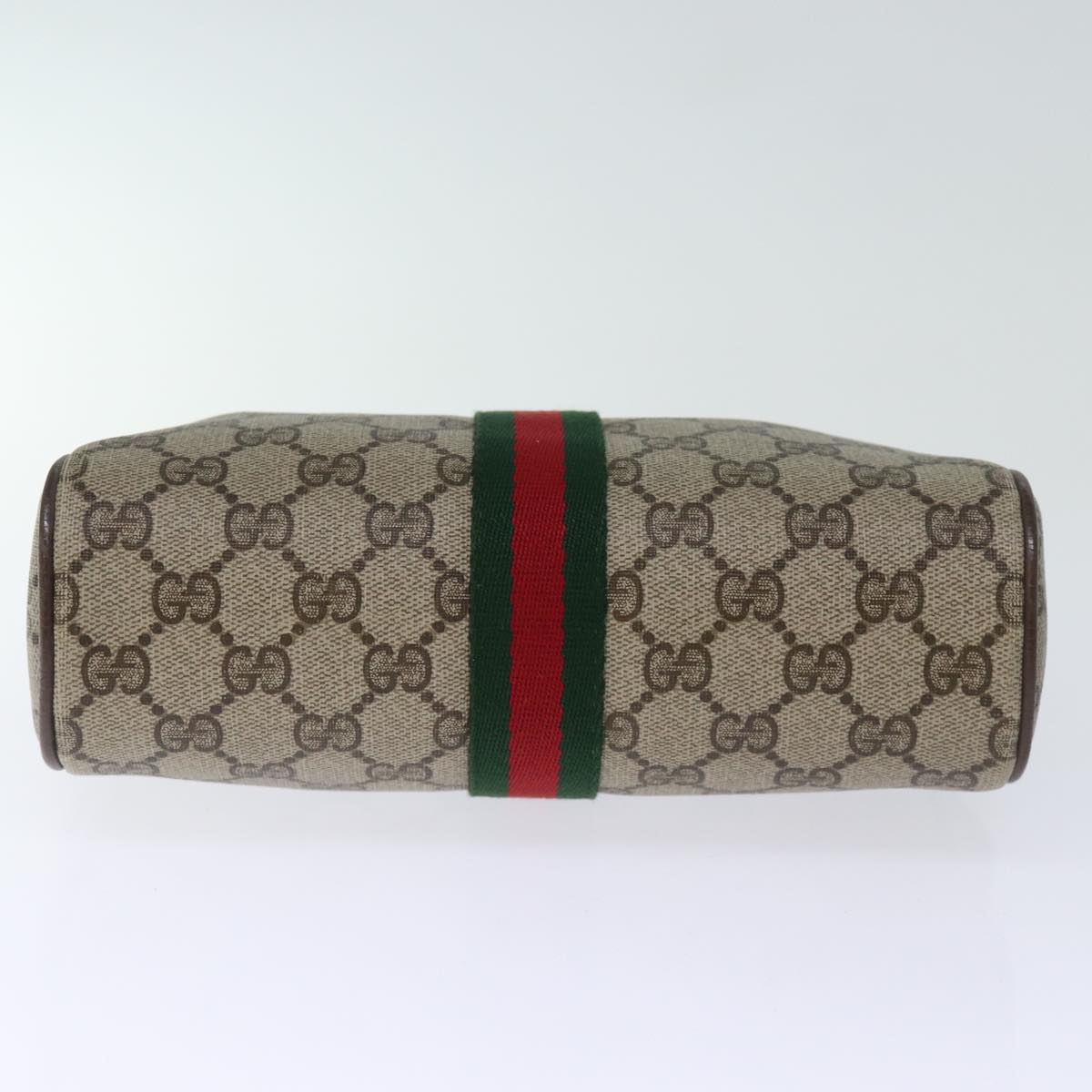 GUCCI GG Supreme Web Sherry Line Clutch Bag PVC Beige Red 75 01 012 Auth bs14245