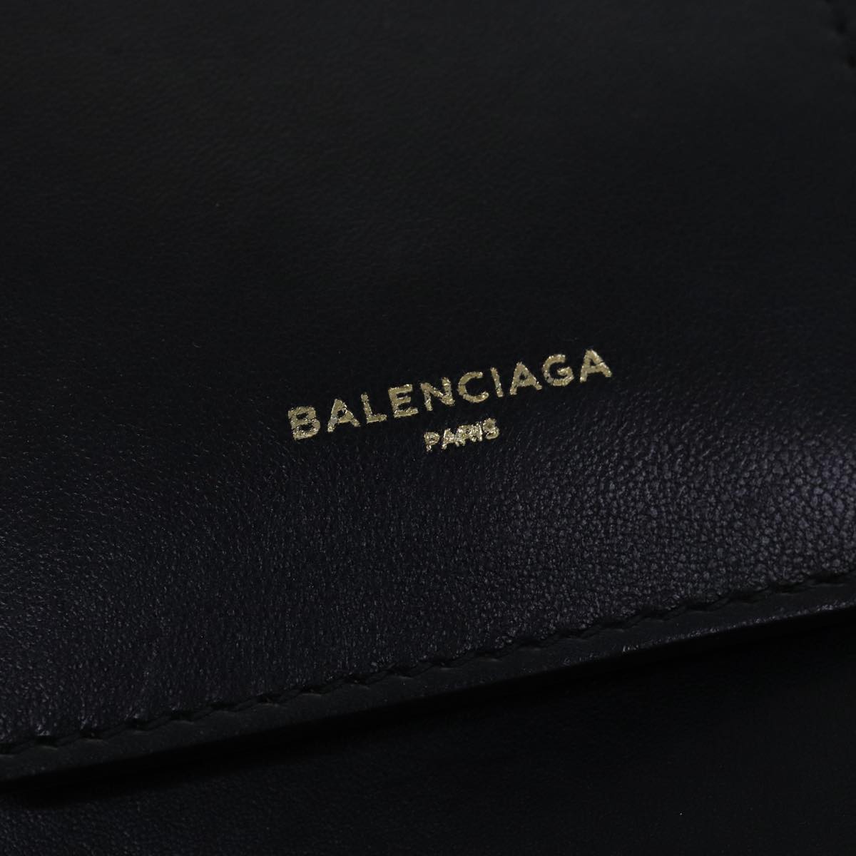 balenciaga Shoulder Bag Leather Black Auth bs14918