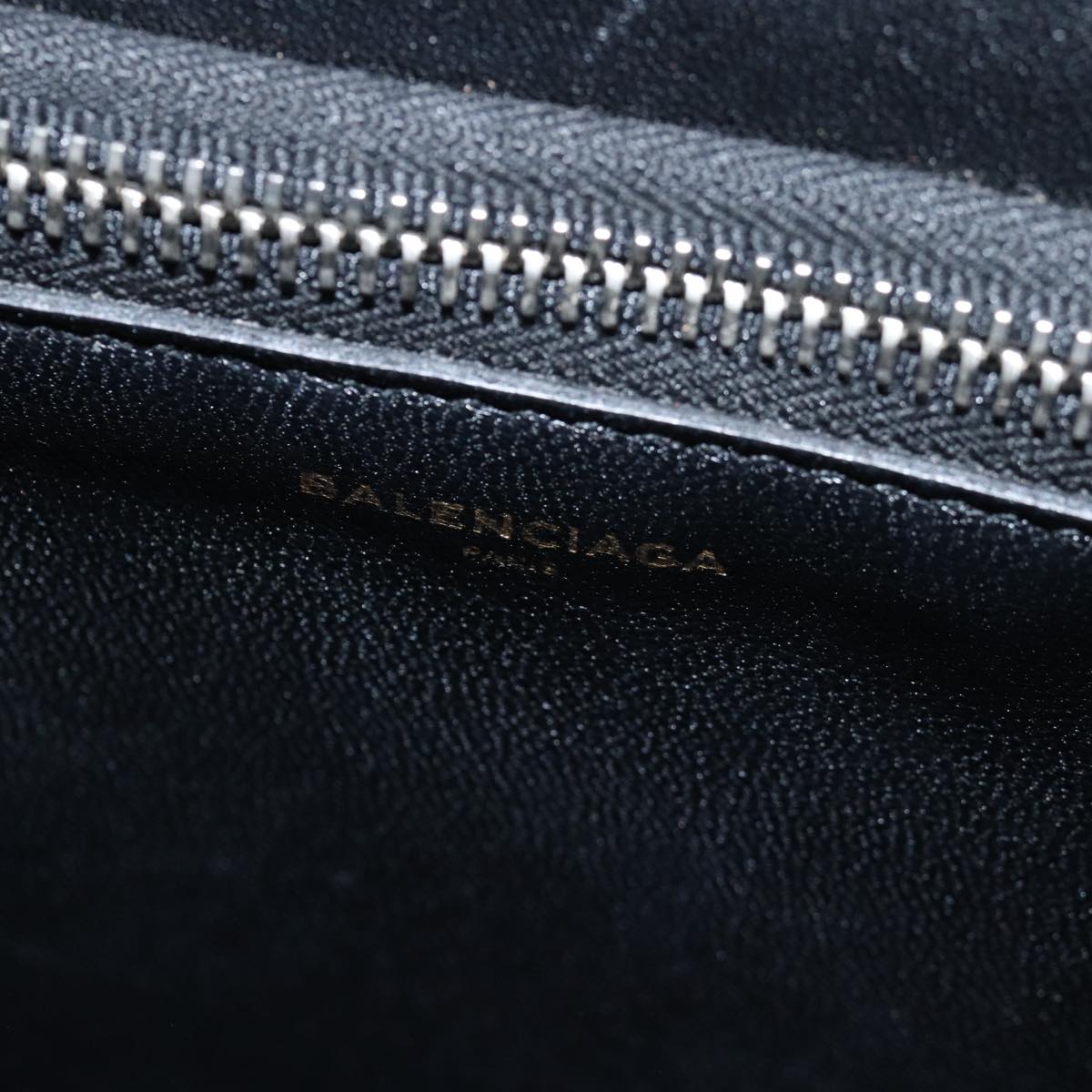 balenciaga Shoulder Bag Leather Black Auth bs14918