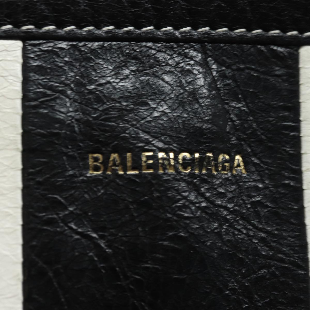 balenciaga Clutch Bag Leather Black White Auth bs15028