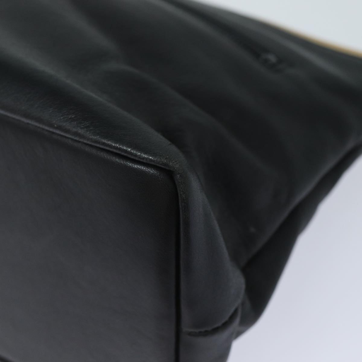 balenciaga Shoulder Bag Leather Black Auth bs15971