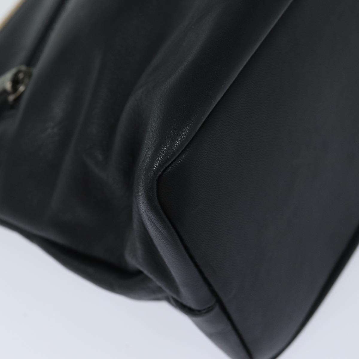 balenciaga Shoulder Bag Leather Black Auth bs15971