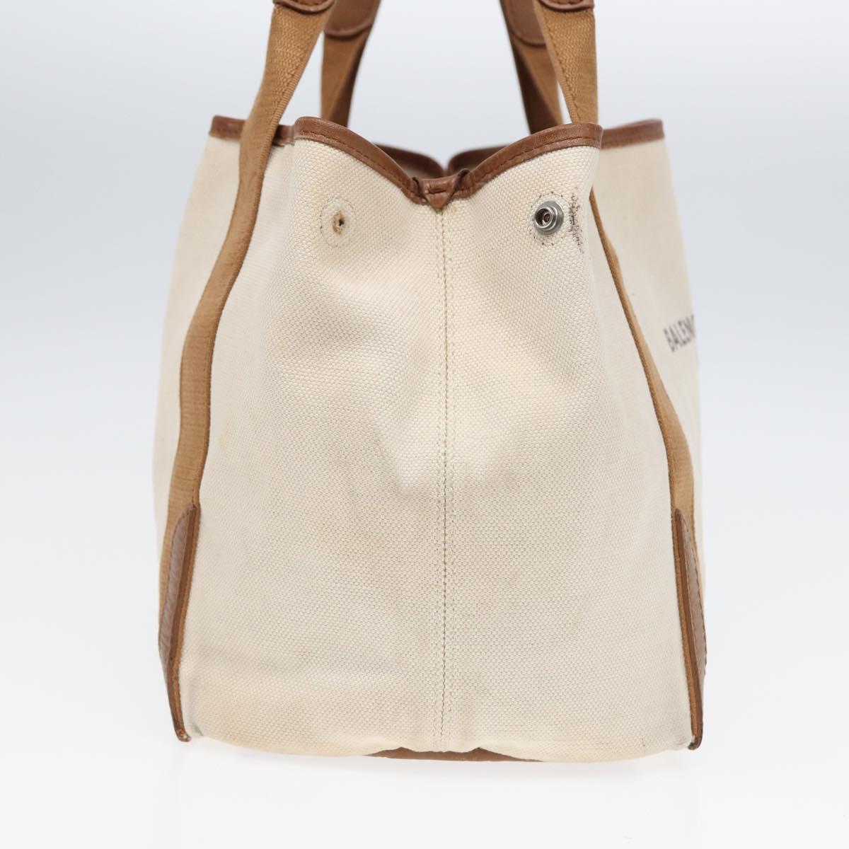 balenciaga Navy kabas S Hand Bag Canvas Beige 339933 Auth bs16366