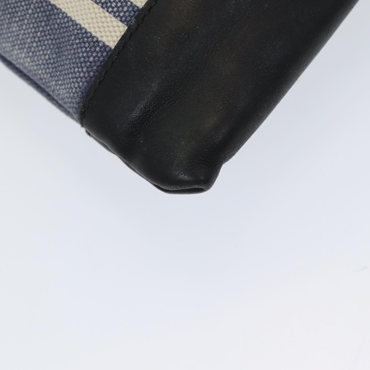 balenciaga Clutch Bag Canvas Leather Blue Black Silver 420407 Auth bs16618