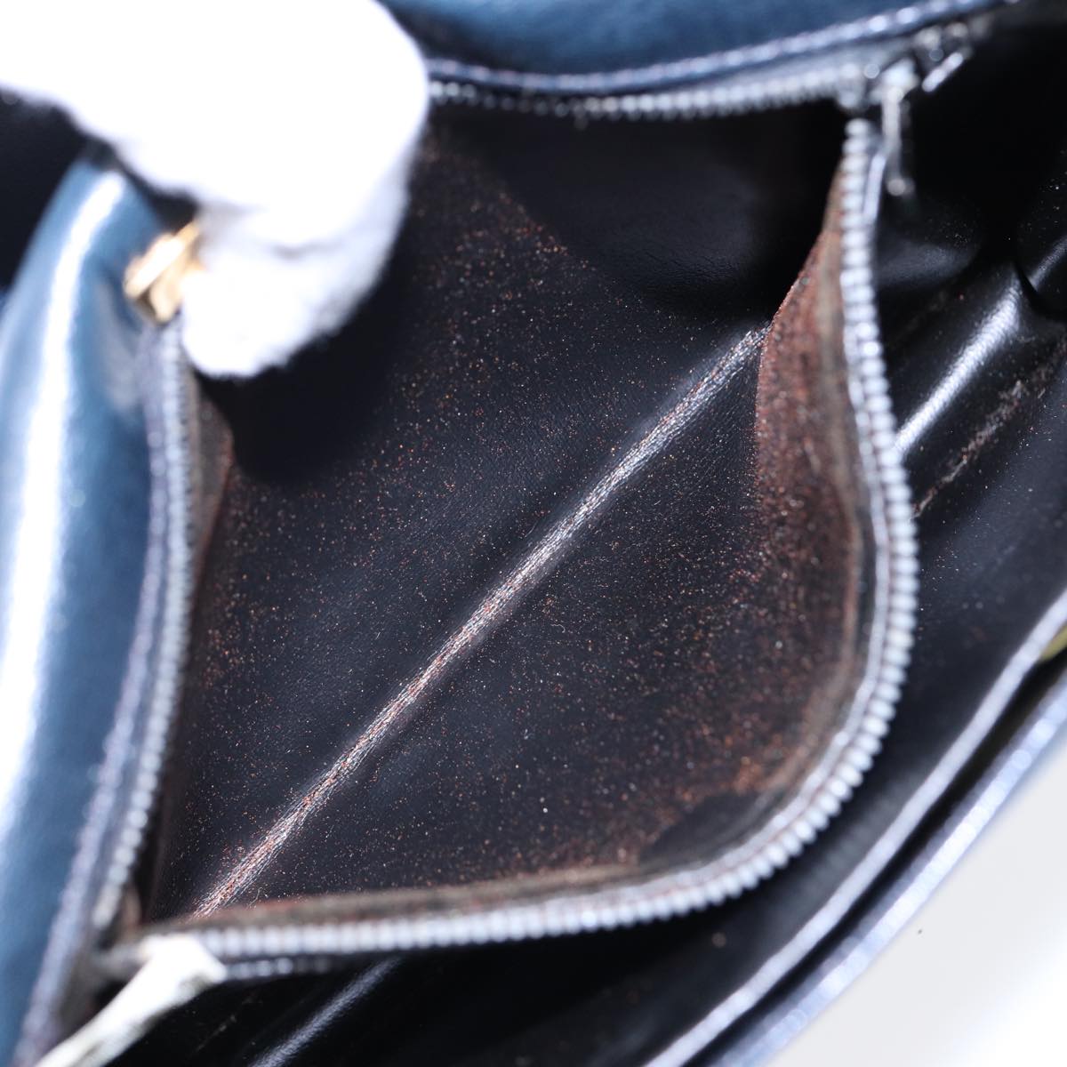 balenciaga Shoulder Bag Leather Navy Gold Auth bs17168