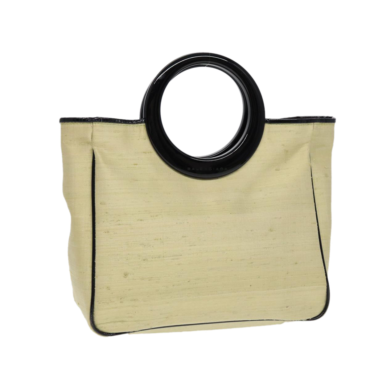 balenciaga Hand Bag Canvas Silver Yellow Auth bs17169