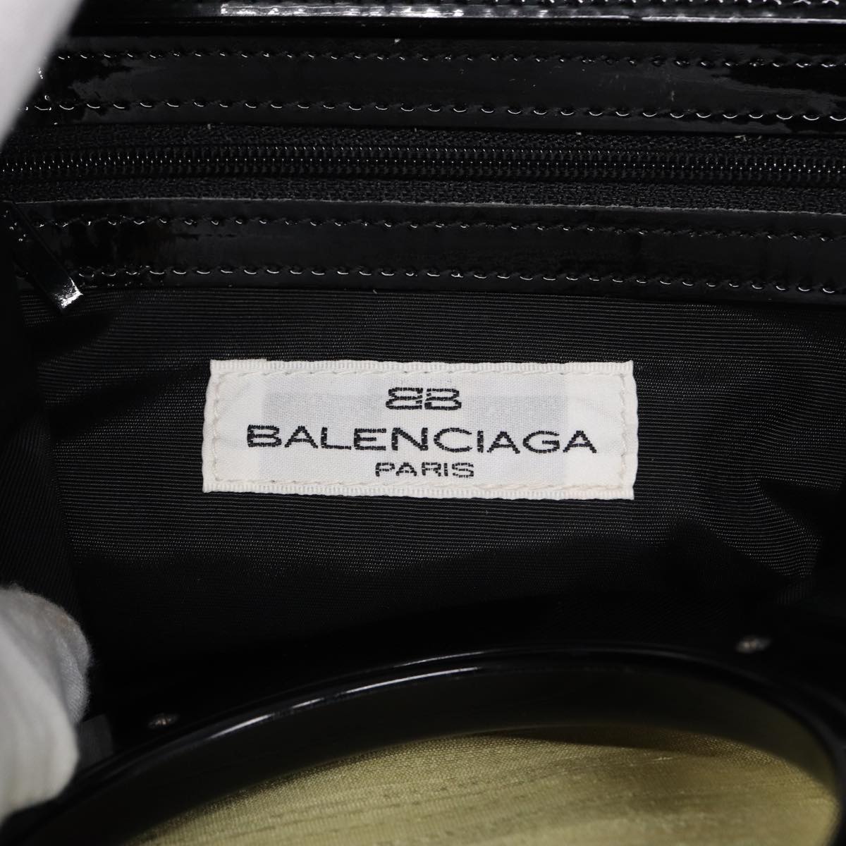 balenciaga Hand Bag Canvas Silver Yellow Auth bs17169