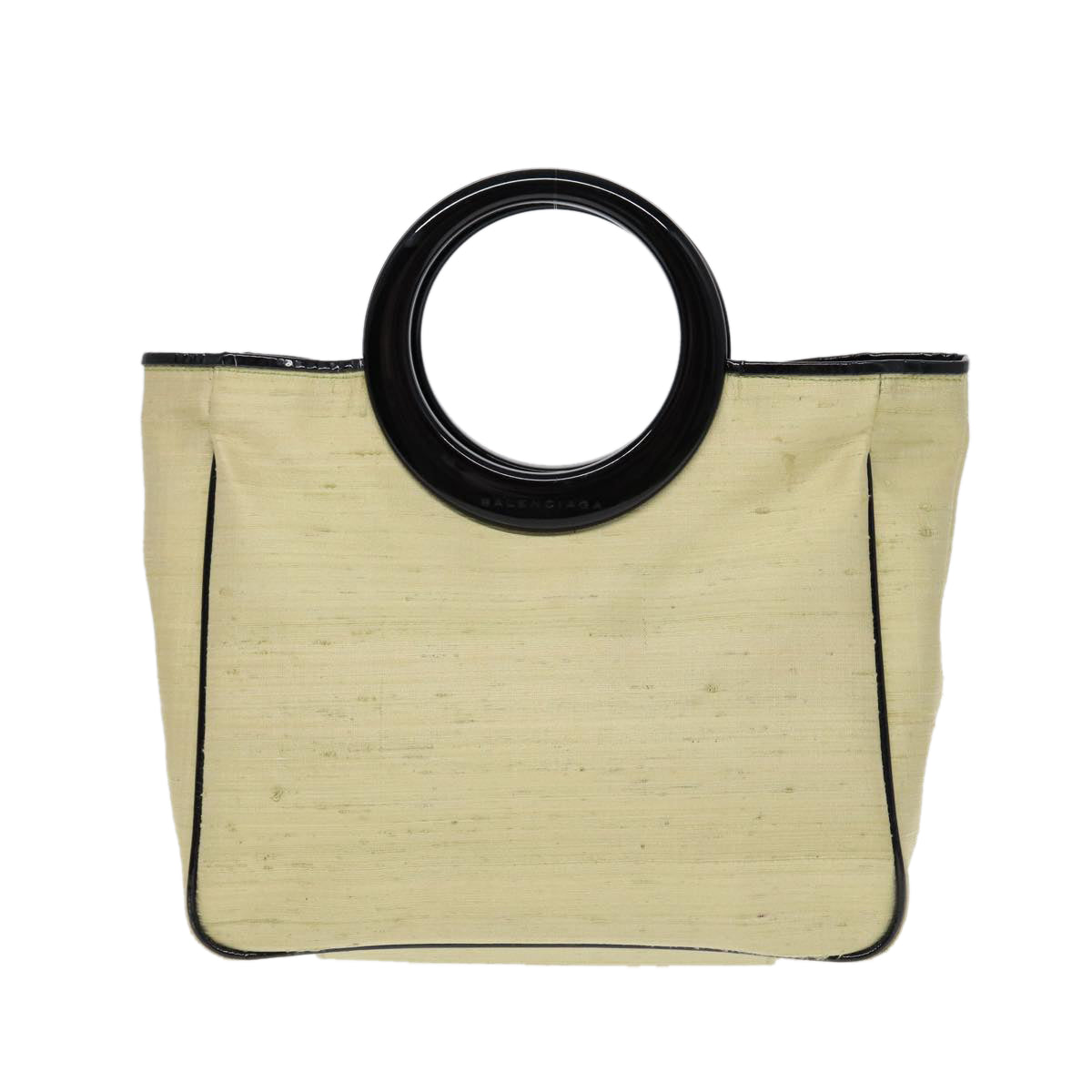 balenciaga Hand Bag Canvas Silver Yellow Auth bs17169