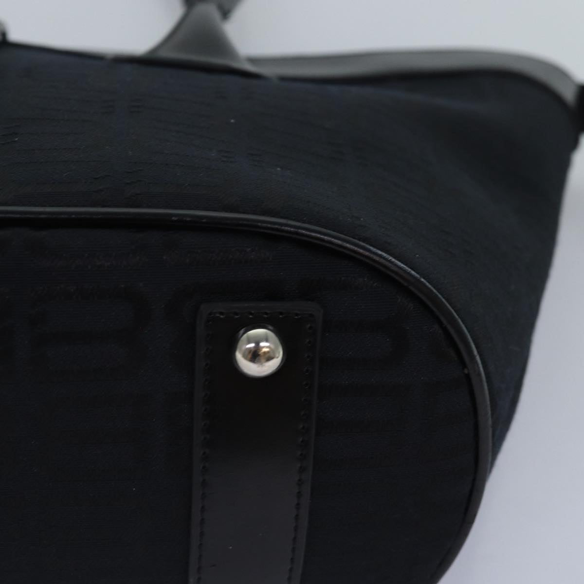 balenciaga Tote Bag Canvas Silver Black Auth bs17170
