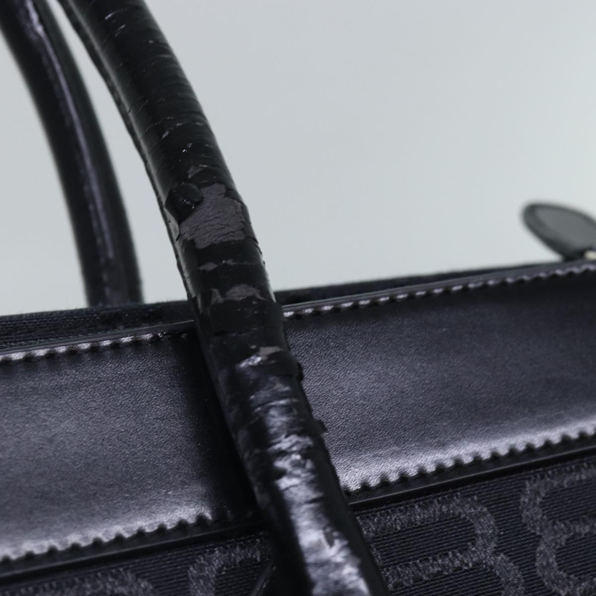 balenciaga Tote Bag Canvas Silver Black Auth bs17170