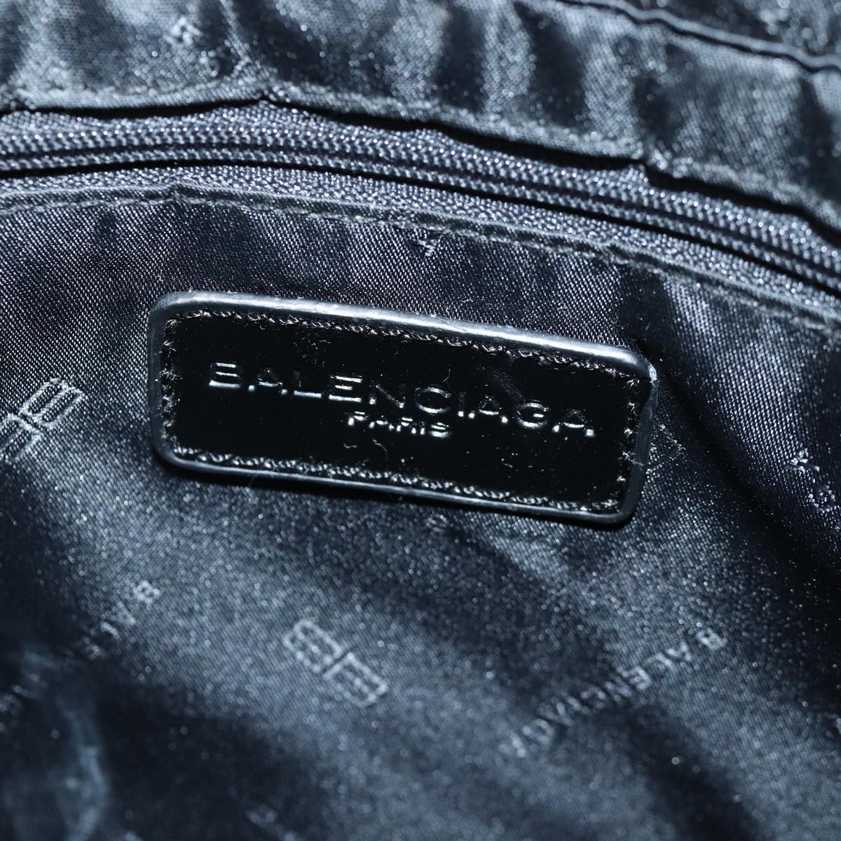 balenciaga Tote Bag Canvas Silver Black Auth bs17170