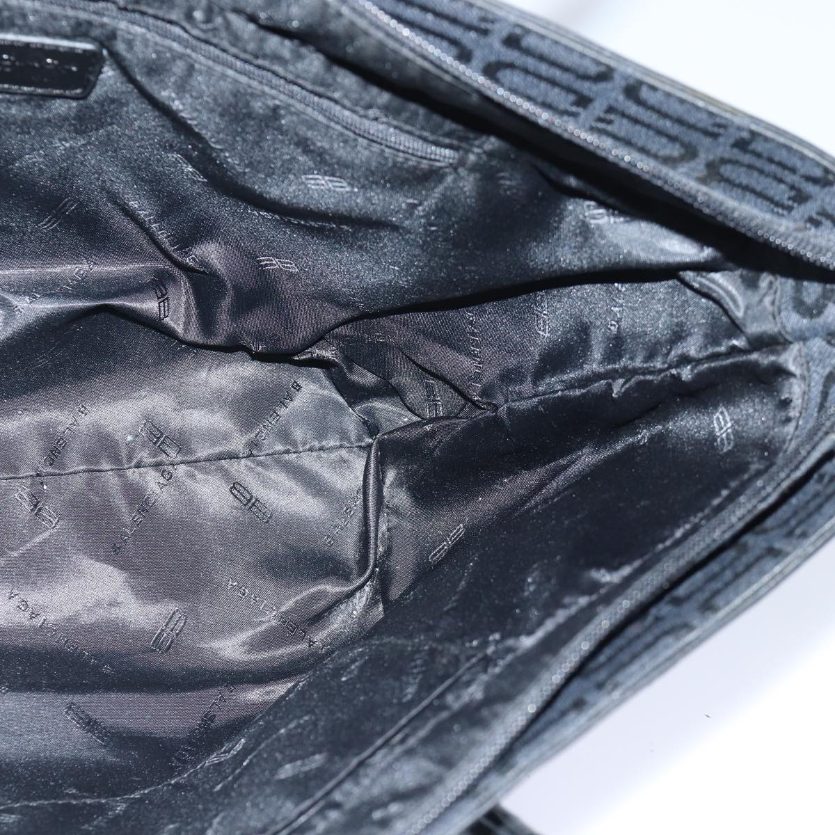 balenciaga Tote Bag Canvas Silver Black Auth bs17170
