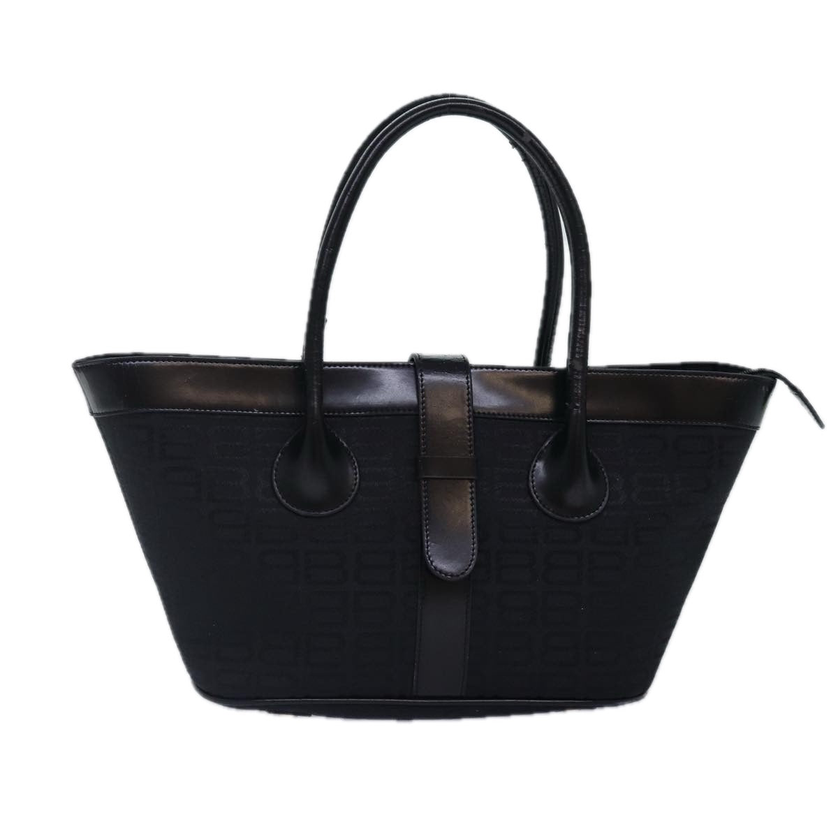 balenciaga Tote Bag Canvas Silver Black Auth bs17170