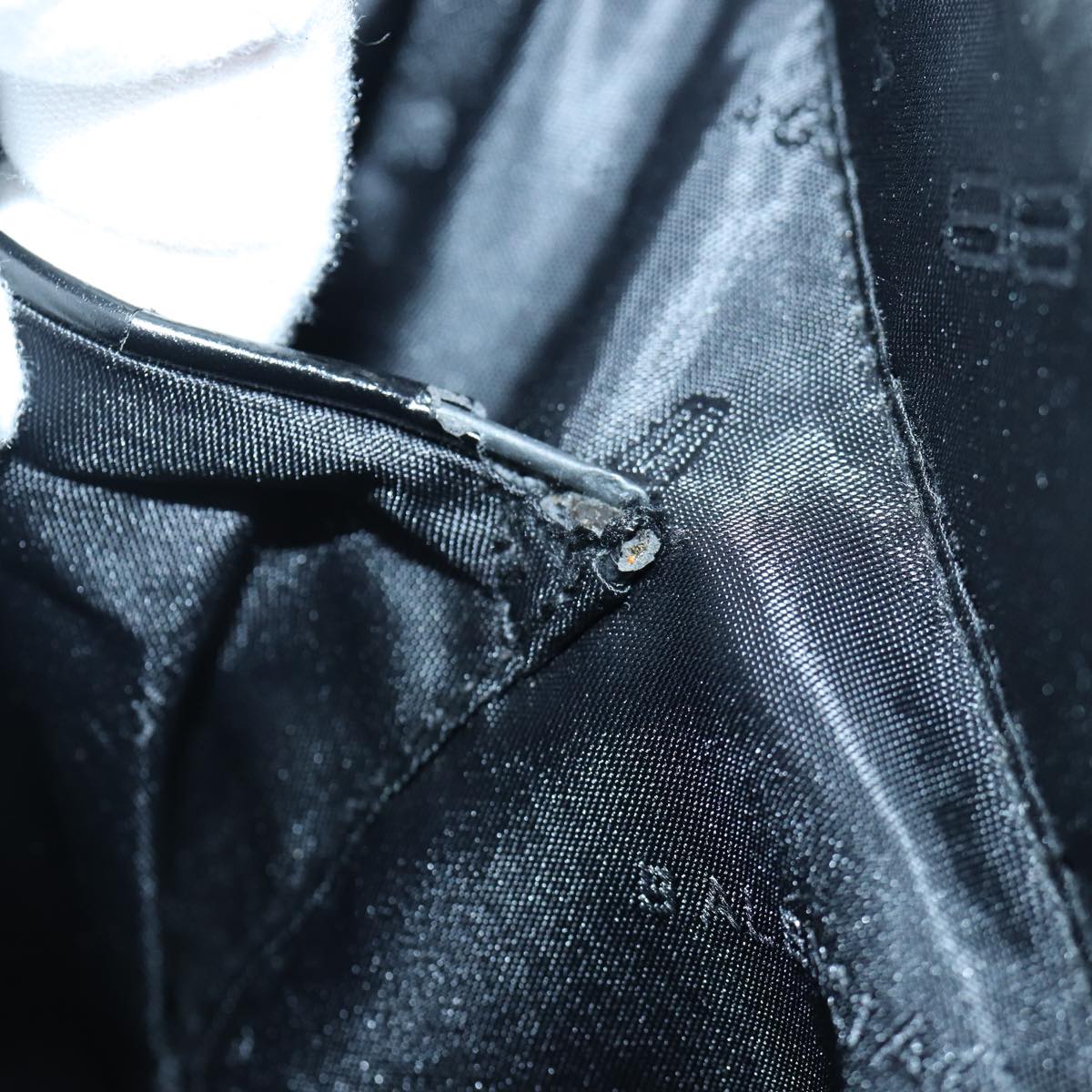 balenciaga Tote Bag Canvas Silver Black Auth bs17170