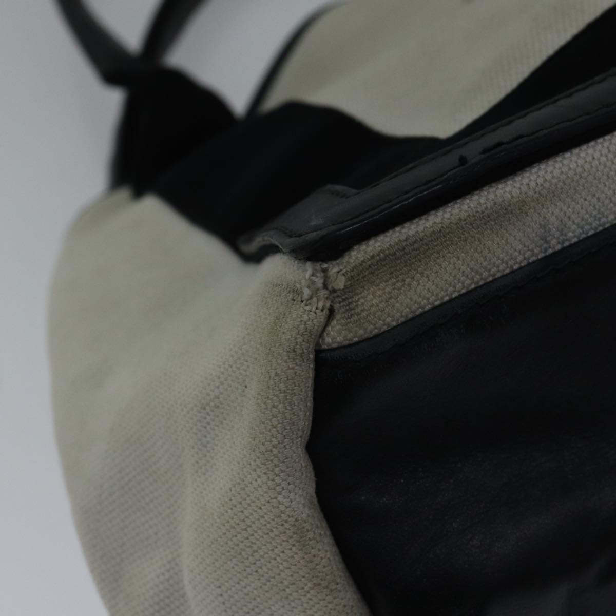 balenciaga Hand Bag Canvas Beige Black Auth bs17795