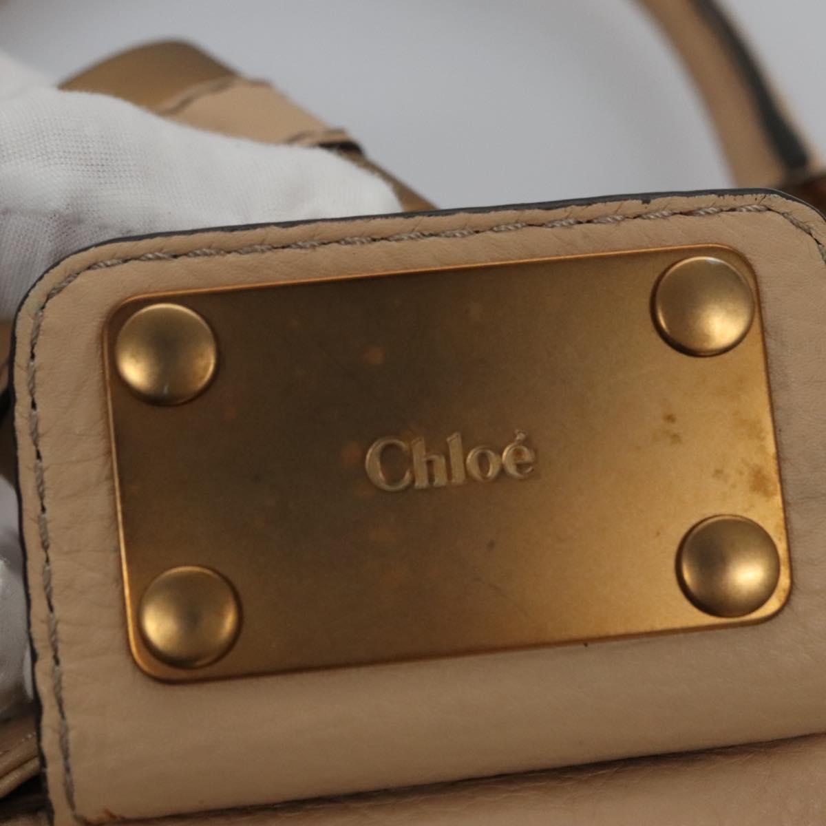 Chloe Paddington Mini Hand Bag Leather Beige Silver gold bs22040