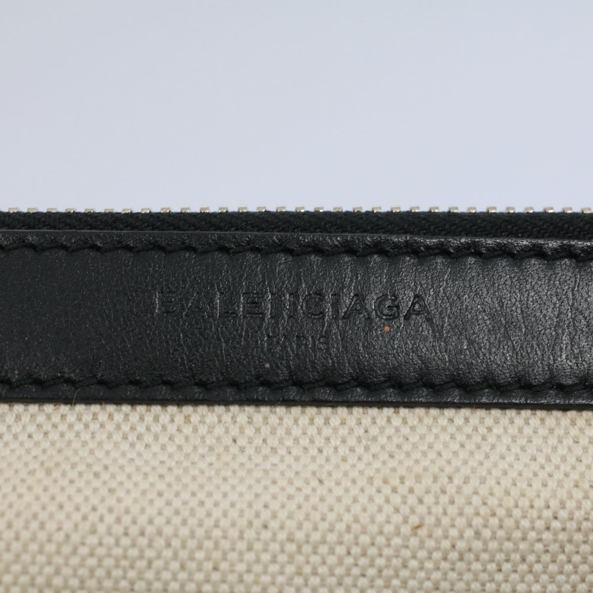 balenciaga Tote Bag Canvas Leather Beige Black Auth bs8120