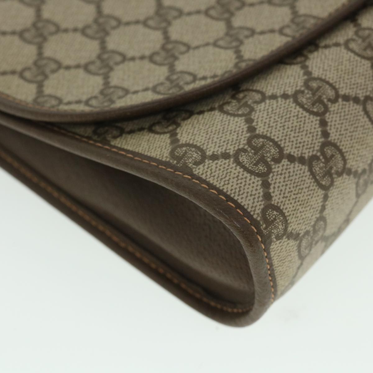 GUCCI Gg Supreme Web Sherry Line Clutch Bag Beige Red 156 01 030 Auth Bs8747