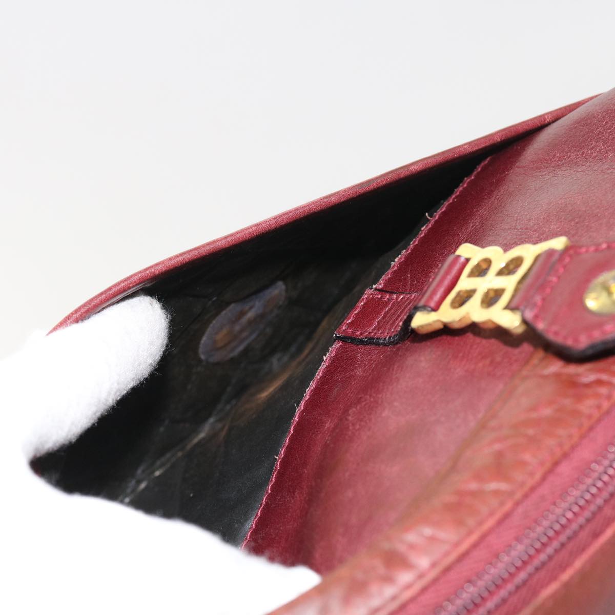balenciaga Shoulder Bag Suede Leather Red Auth bs9083