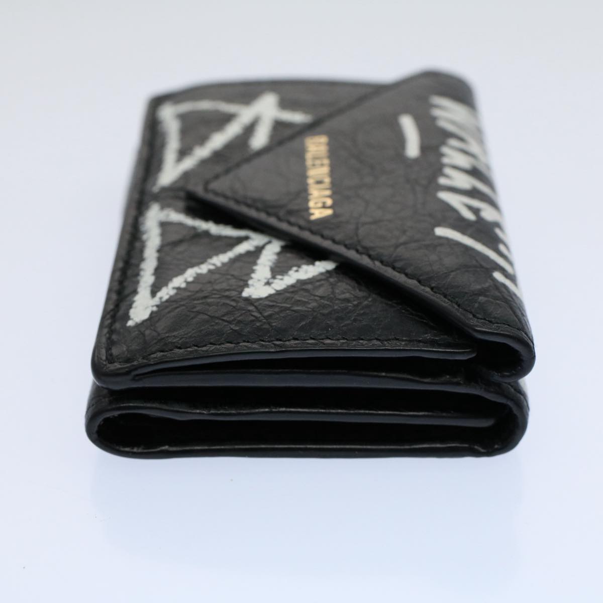 balenciaga Wallet Leather Black 391446 Auth bs9477