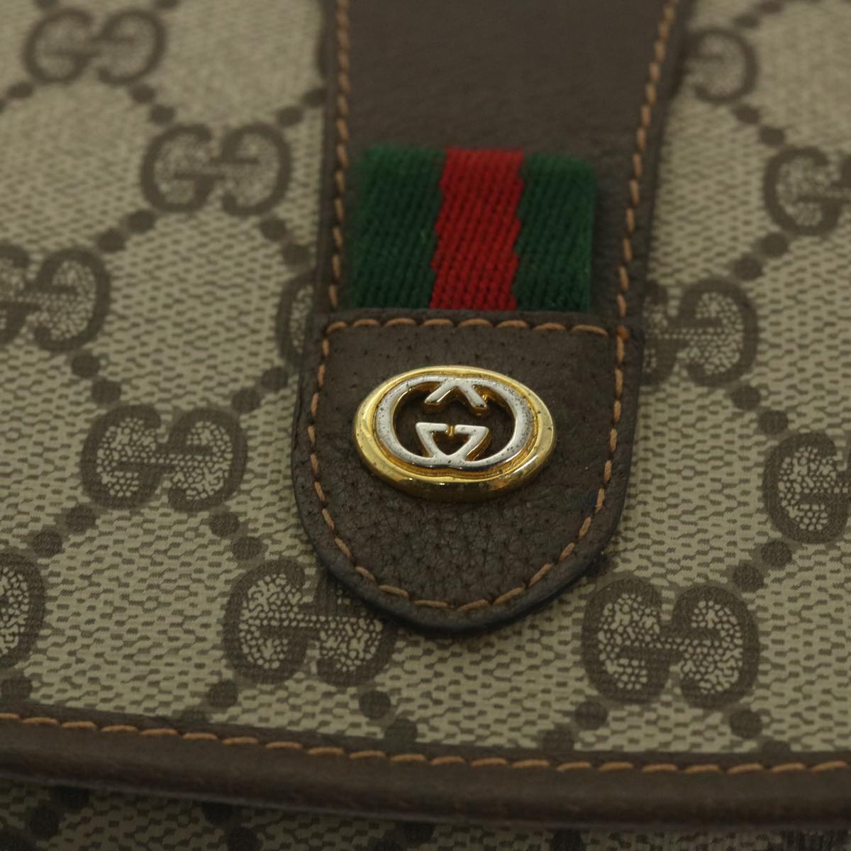 GUCCI Gg Supreme Web Sherry Line Clutch Bag Red Beige 156 01 031 Auth Bs9677