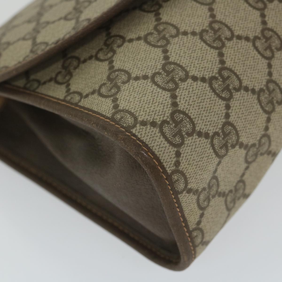 GUCCI Gg Supreme Web Sherry Line Clutch Bag Red Beige 156 01 031 Auth Bs9677