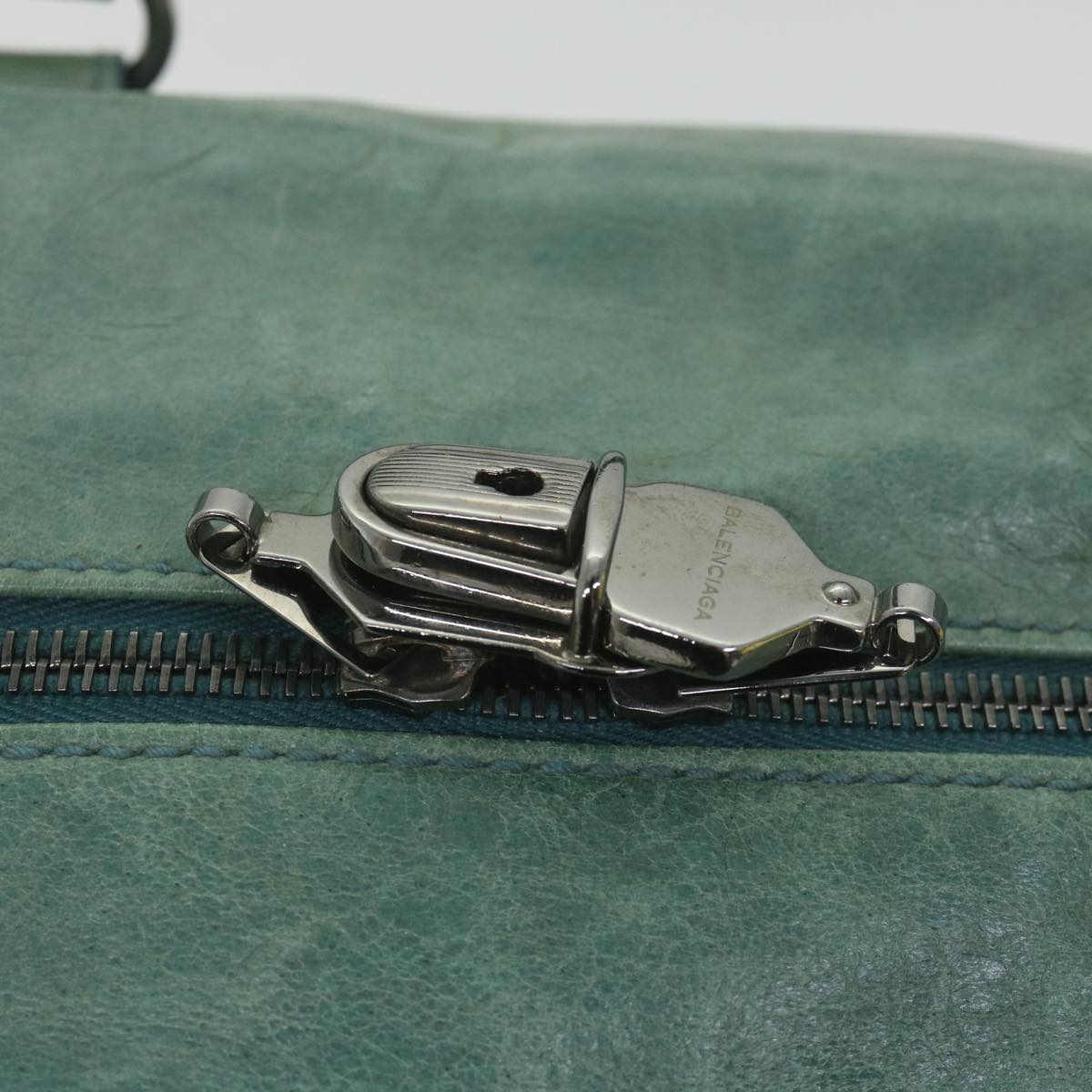 balenciaga Boston Bag Leather Light Blue Auth bs9730