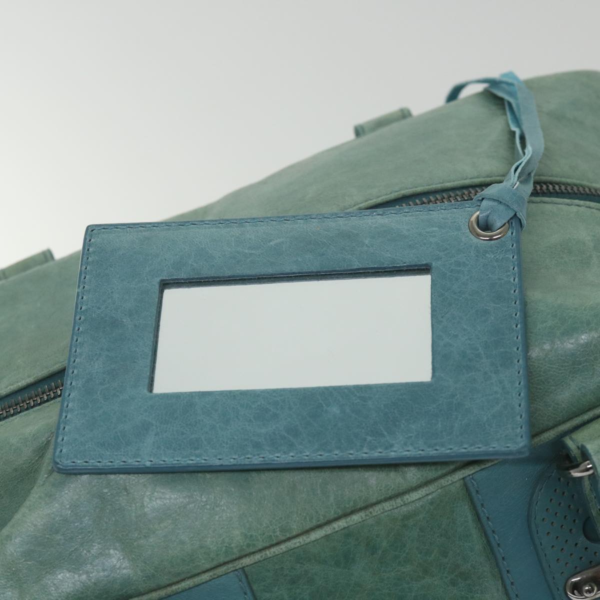 balenciaga Boston Bag Leather Light Blue Auth bs9730