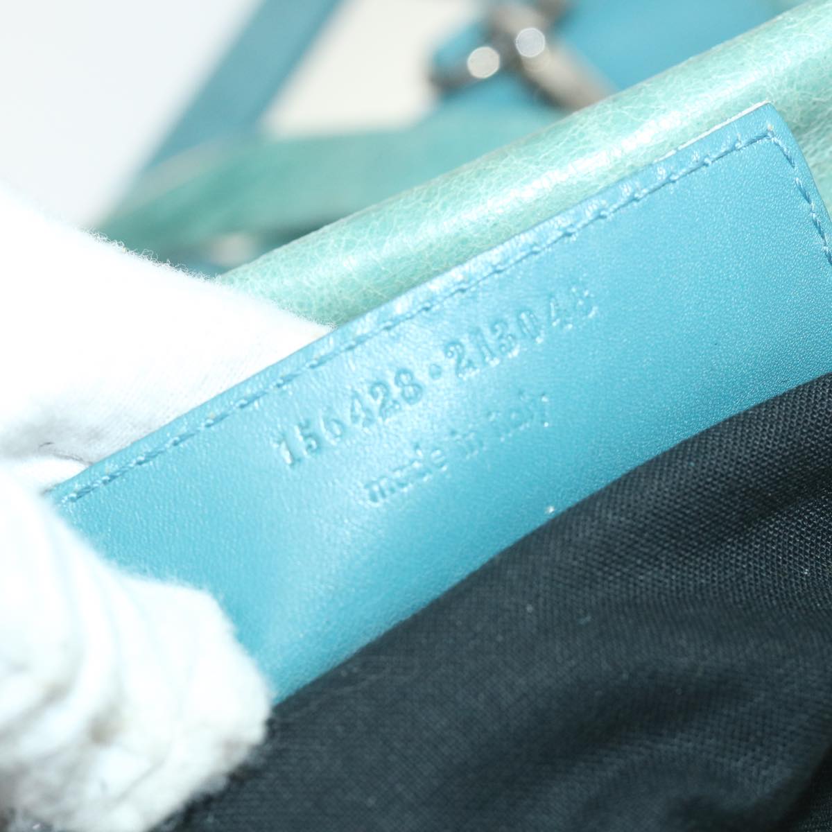 balenciaga Boston Bag Leather Light Blue Auth bs9730