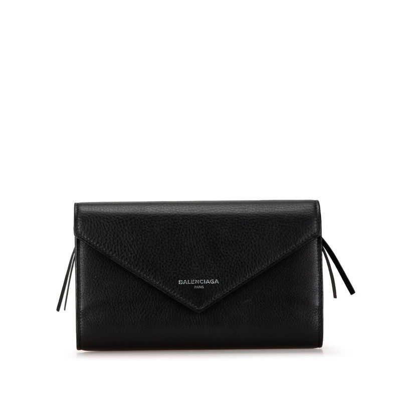 balenciaga Leather Logo Bifold Wallet Black