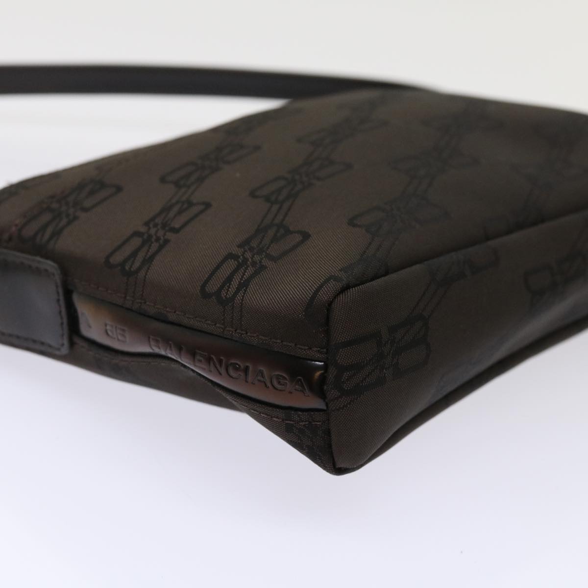 balenciaga Accessory Pouch Nylon Brown Auth cl625