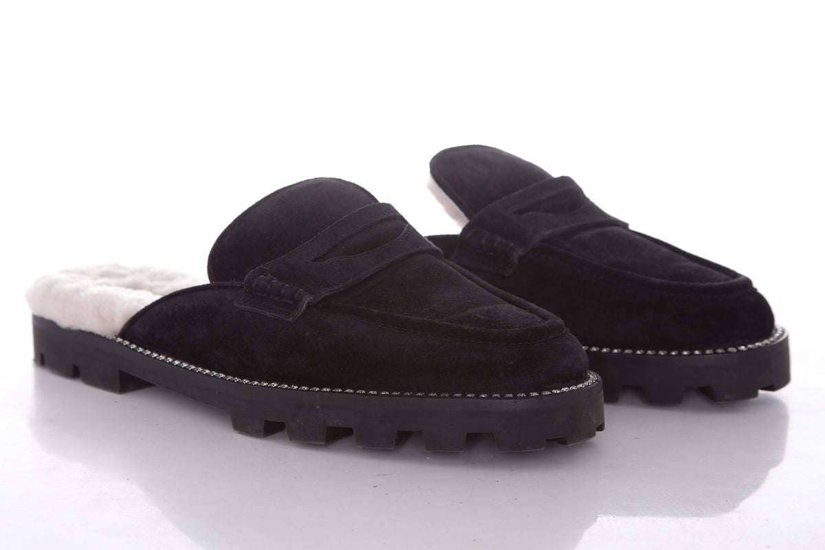 Jimmy Choo Black Suede Ronnie Embellished Mules SZ 39.5