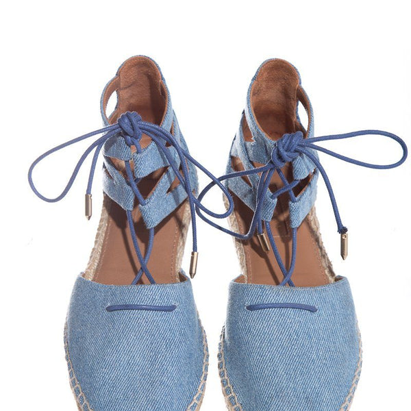 Aquazzura Denim Lace Up Espadrille SZ 37