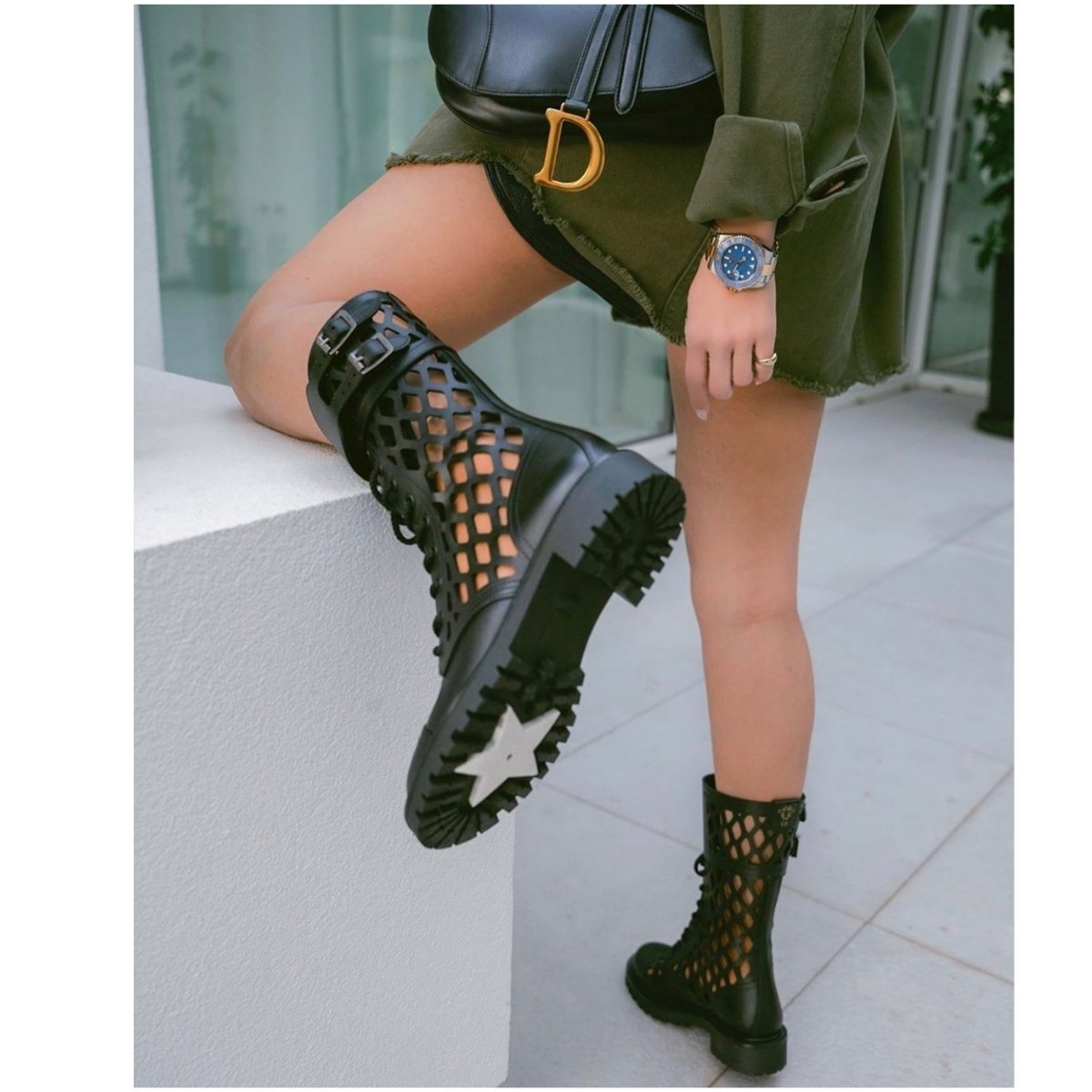D-Trap Leather Lace-Up Boots