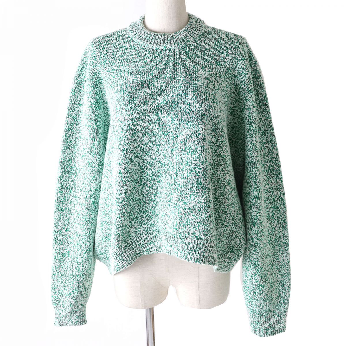 balenciaga Melange Cotton Mix Knit Sweater Green S