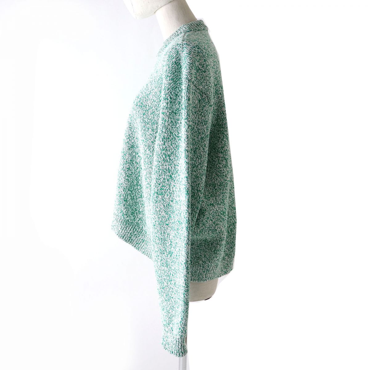 balenciaga Melange Cotton Mix Knit Sweater Green S