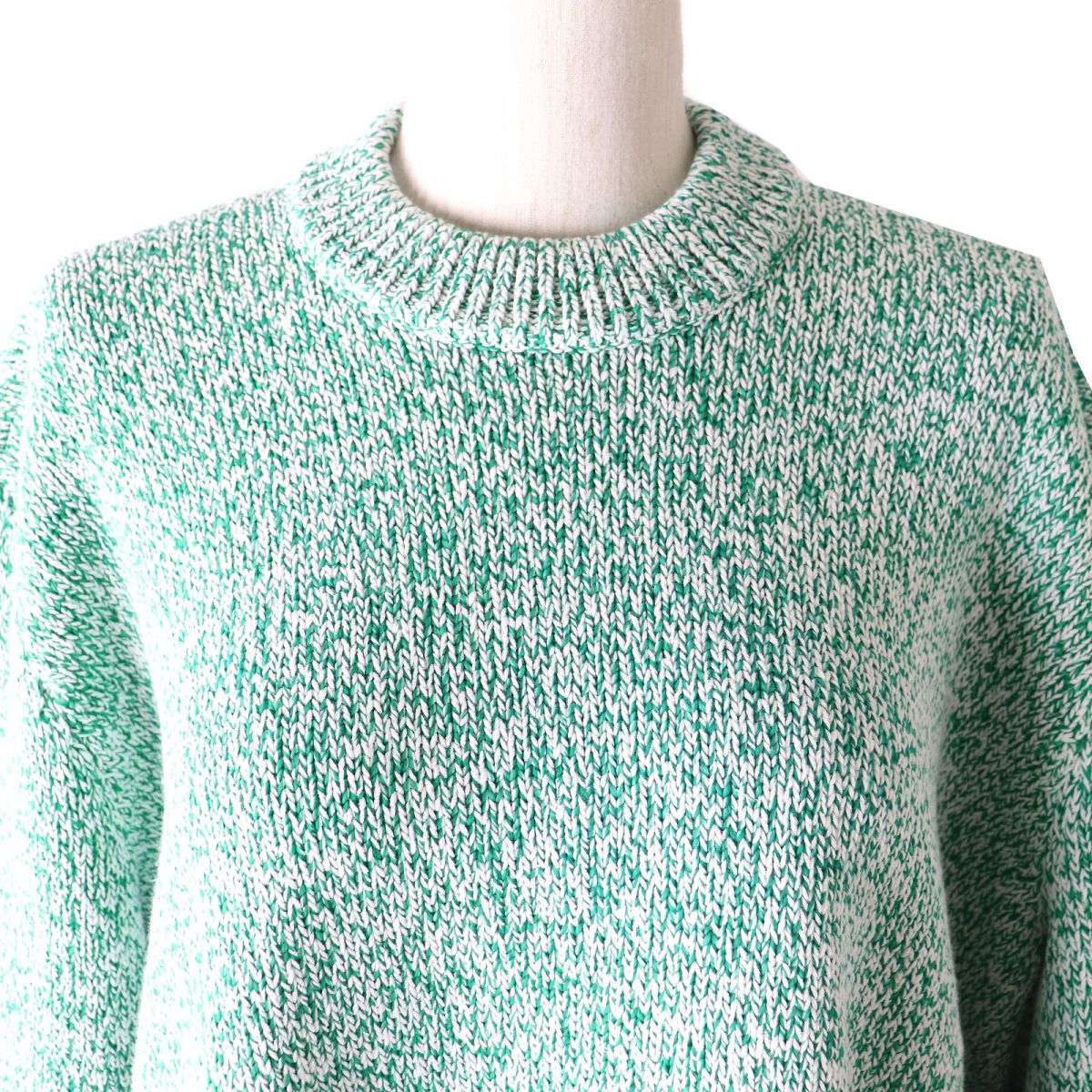 balenciaga Melange Cotton Mix Knit Sweater Green S