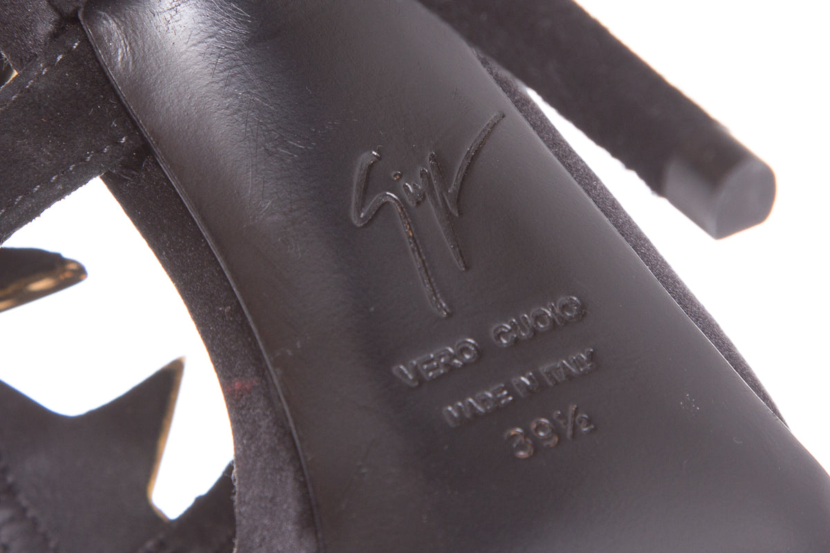 Guiseppe Zanotti Black & Gold Star Studded Heels SZ 39.5