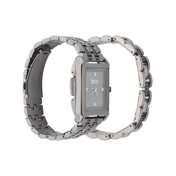 American Exchange Mens Black Watch & Bracelet Set